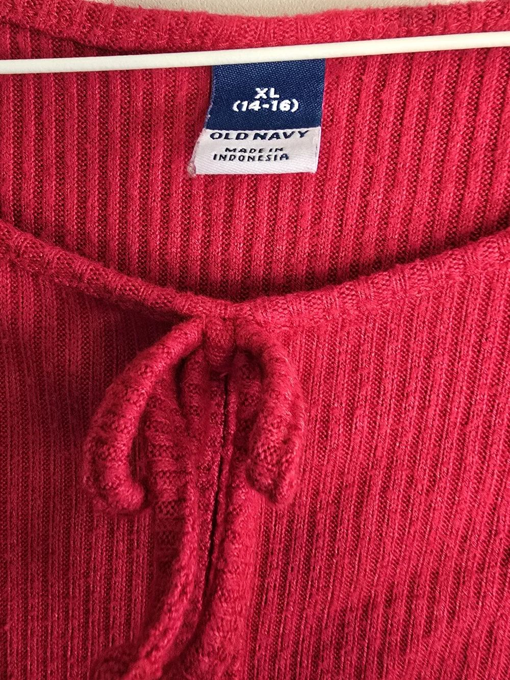 Old Navy Red Ribbed Tie-Front Cardigan